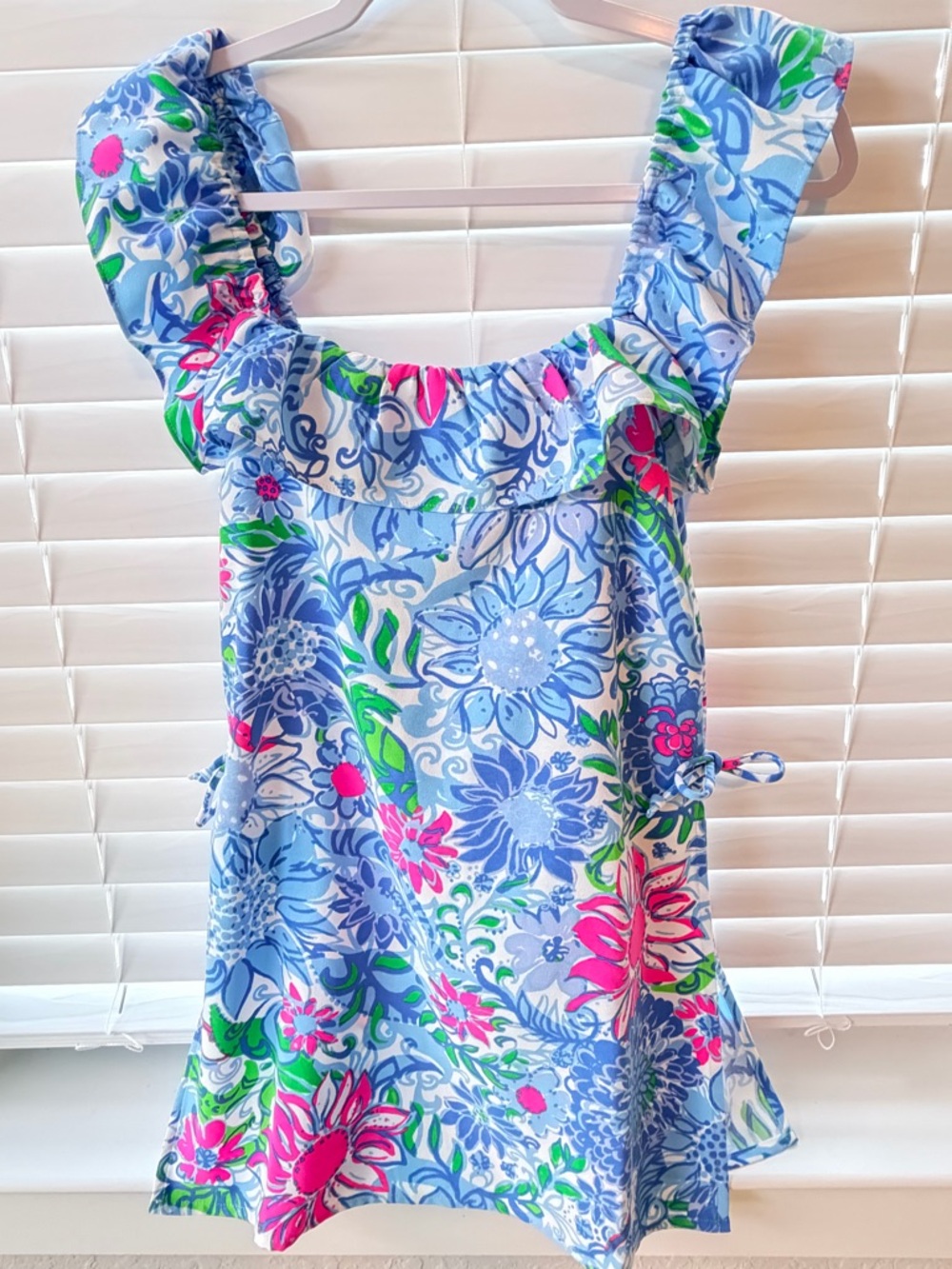 Lilly Pulitzer Blue Floral Sundress with Pink & Green Accents